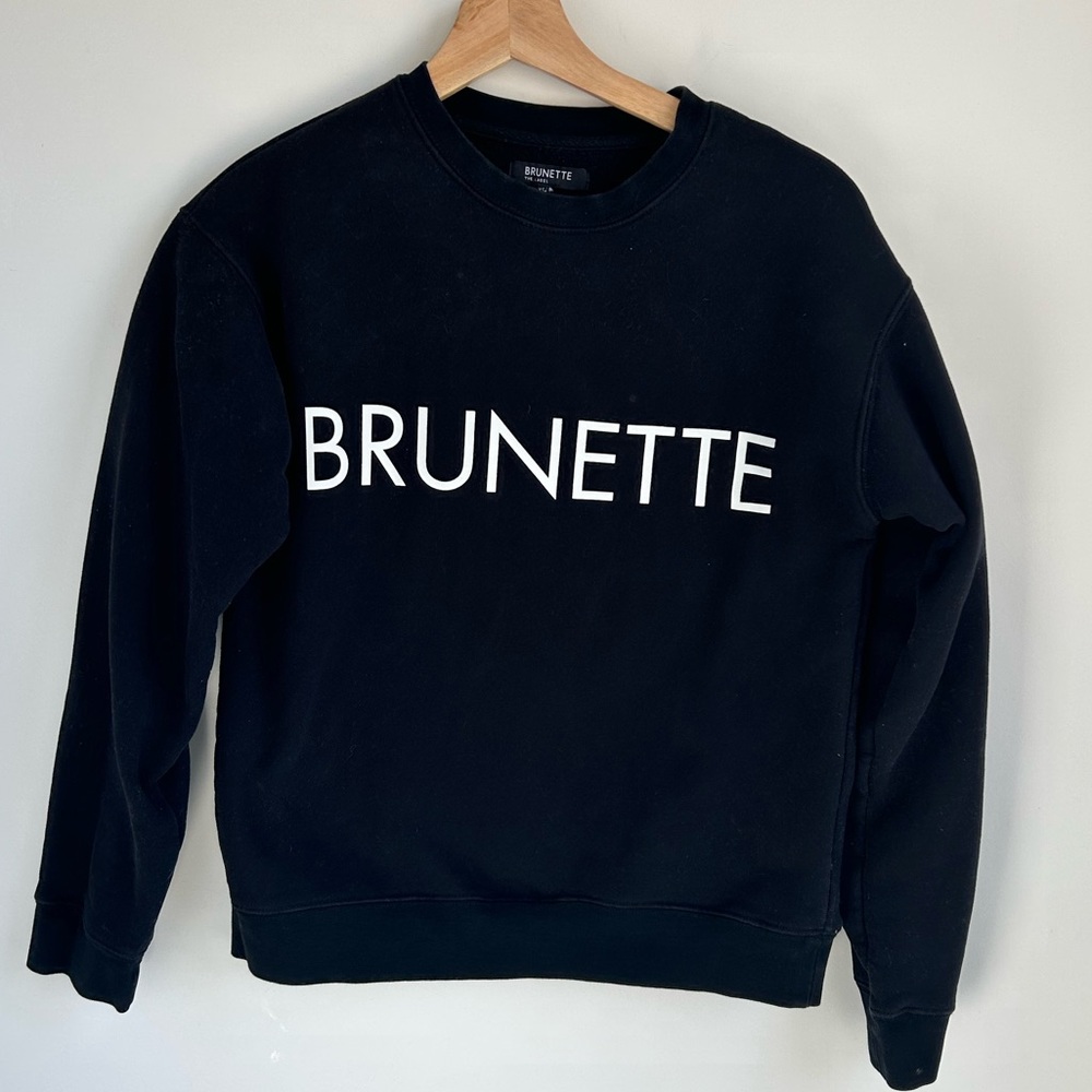 Brunette The Label Black Crewneck Sweatshirt with White Logo